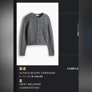 H&M Charcoal Alpaca-Blend Cardigan